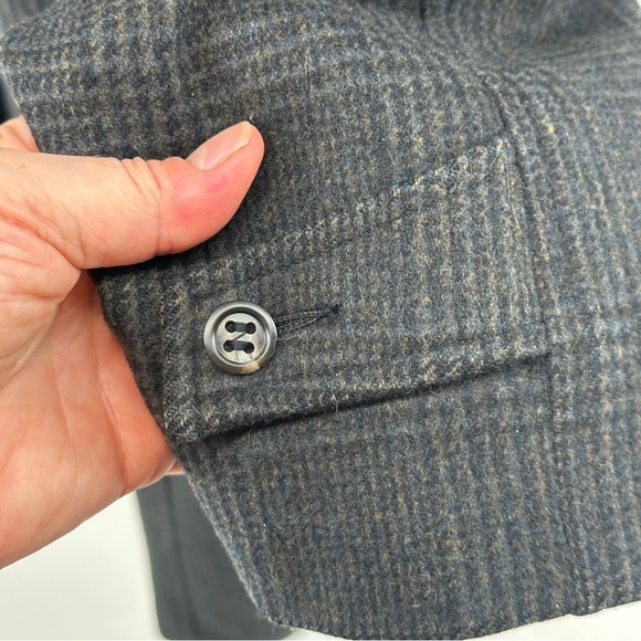 Men's Vintage Gray‎ Glen Plaid Overcoat Wool Coat 42L - Picture 6 of 15